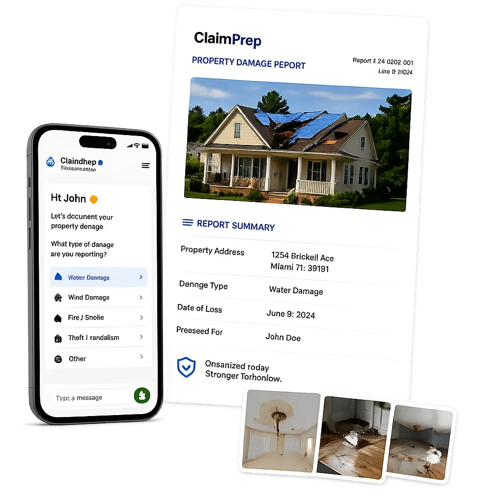 ClaimPrep property damage report and mobile intake
